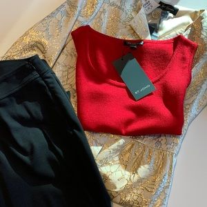 NWT ST. JOHN ruby wool blend shell SZ P